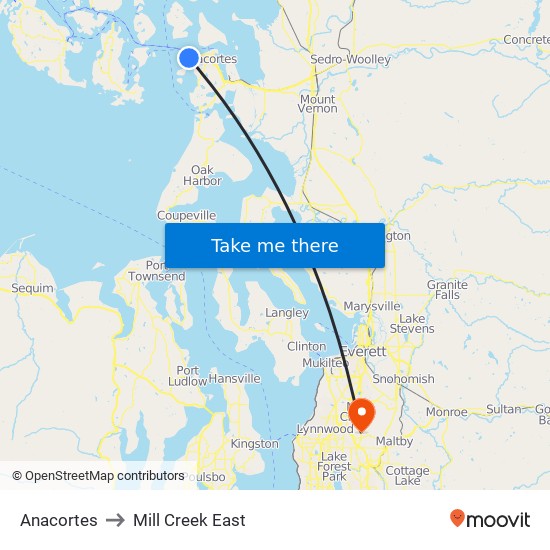 Anacortes to Mill Creek East map