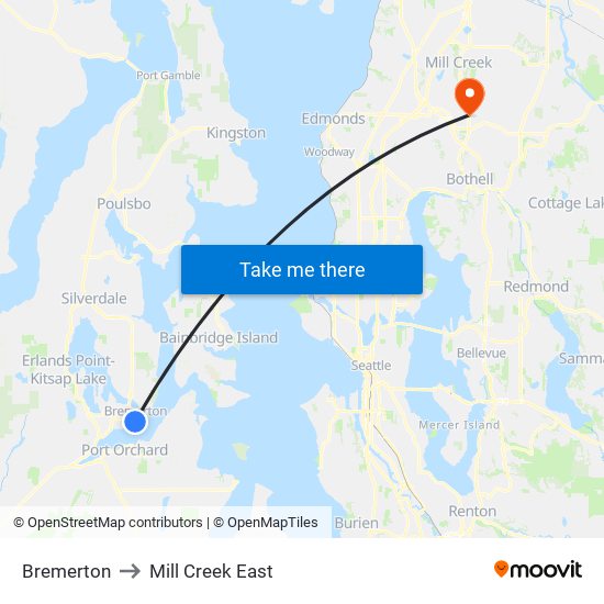 Bremerton to Mill Creek East map