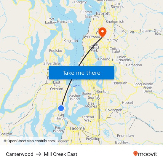 Canterwood to Mill Creek East map