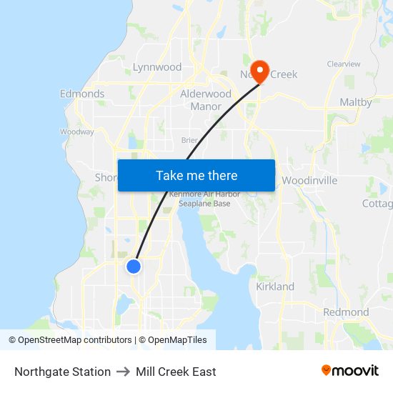 Northgate Station to Mill Creek East map