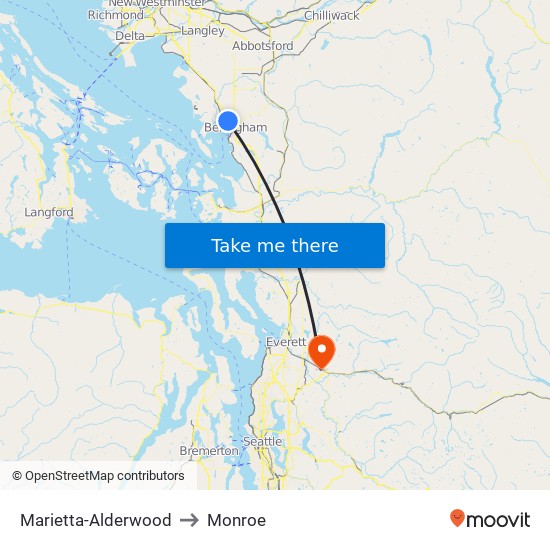 Marietta-Alderwood to Monroe map