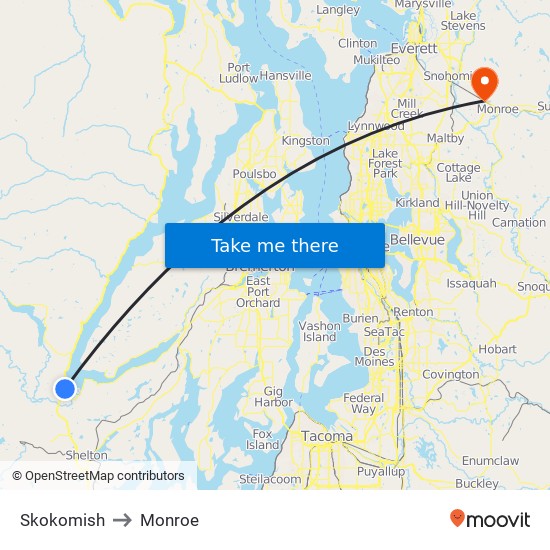 Skokomish to Monroe map