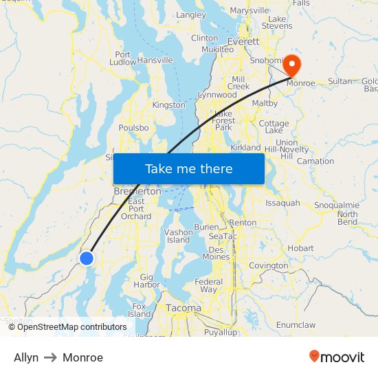 Allyn to Monroe map