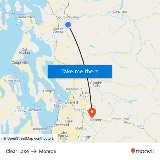 Clear Lake to Monroe map