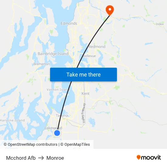 Mcchord Afb to Monroe map