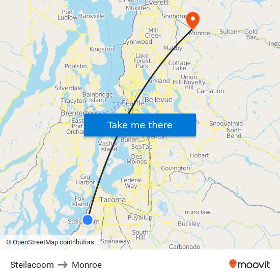 Steilacoom to Monroe map