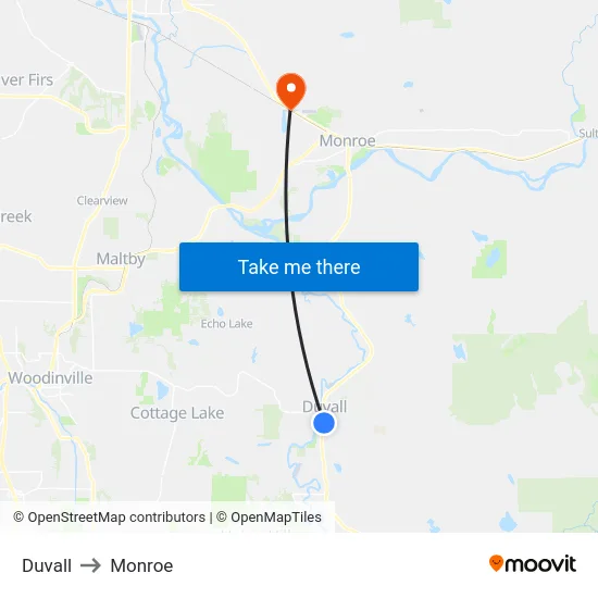 Duvall to Monroe map