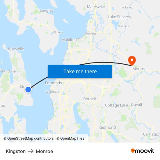 Kingston to Monroe map