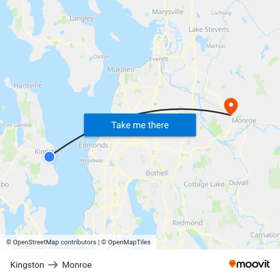 Kingston to Monroe map