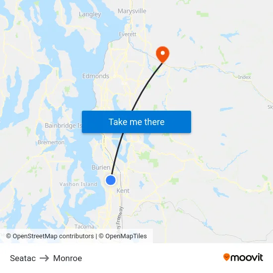 Seatac to Monroe map