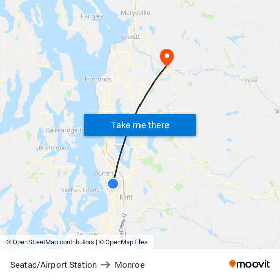 Seatac/Airport Station to Monroe map