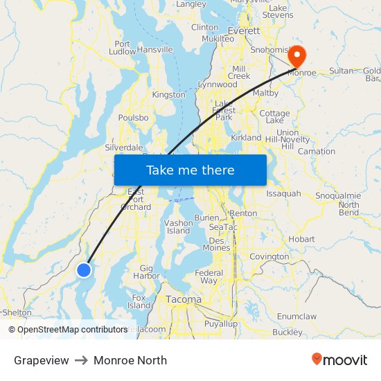 Grapeview to Monroe North map