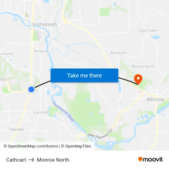 Cathcart to Monroe North map