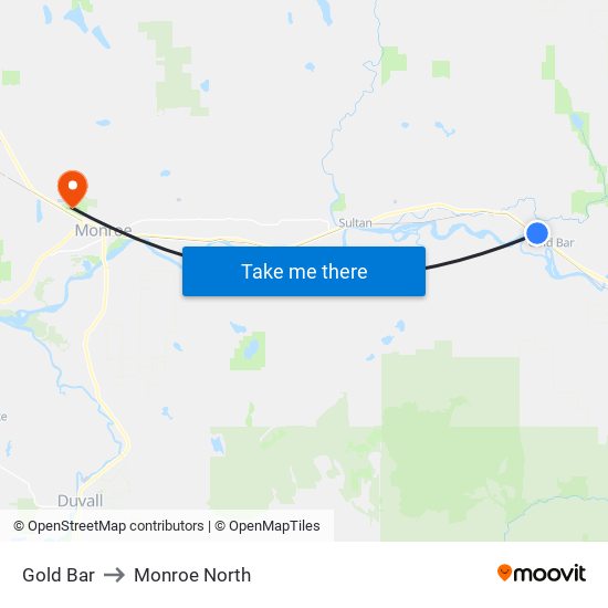 Gold Bar to Monroe North map