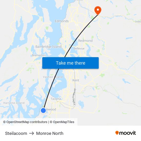 Steilacoom to Monroe North map