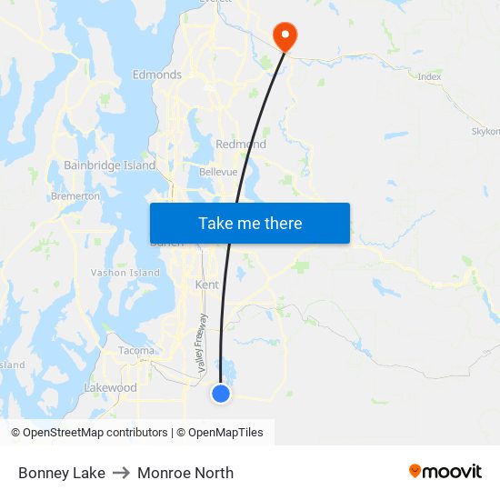 Bonney Lake to Monroe North map