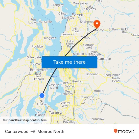 Canterwood to Monroe North map