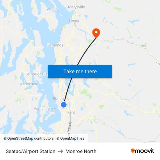 Seatac/Airport Station to Monroe North map