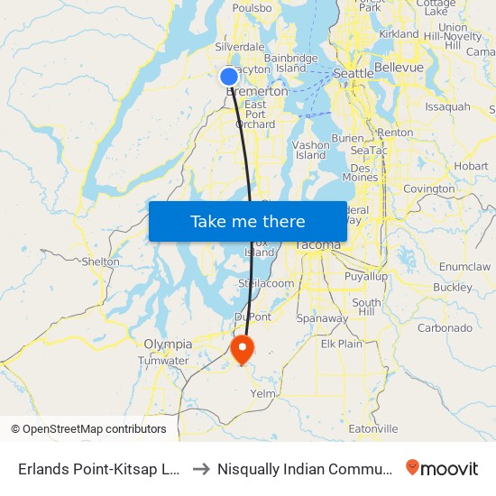 Erlands Point-Kitsap Lake to Nisqually Indian Community map