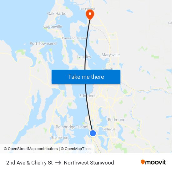 2nd Ave & Cherry St to Northwest Stanwood map