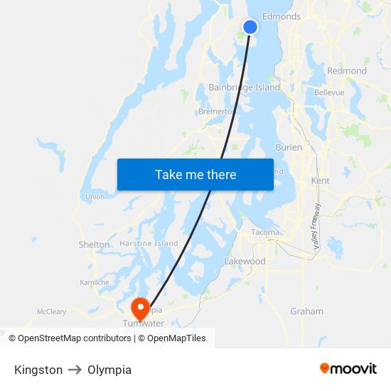 Kingston to Olympia map