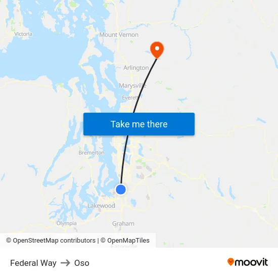 Federal Way to Oso map