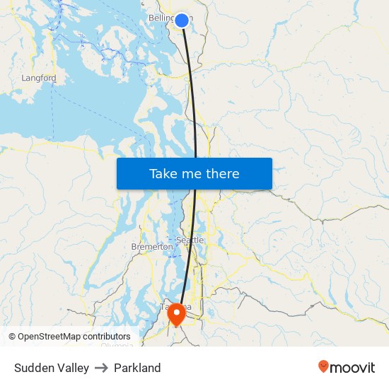 Sudden Valley to Parkland map