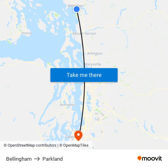 Bellingham to Parkland map