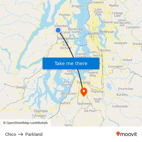 Chico to Parkland map