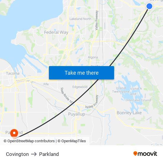 Covington to Parkland map