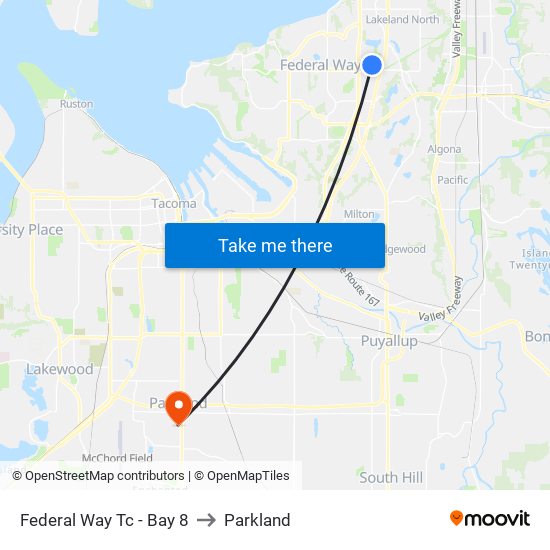 Federal Way Tc - Bay 8 to Parkland map