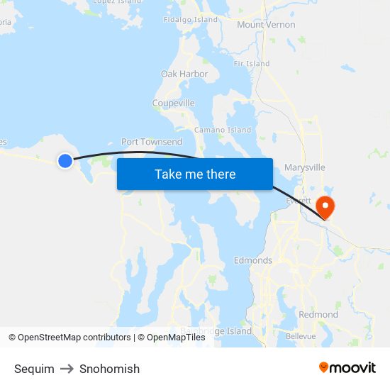 Sequim to Snohomish map