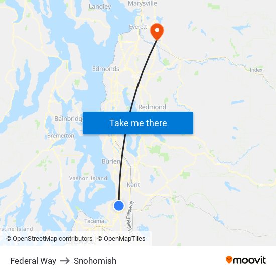 Federal Way to Snohomish map