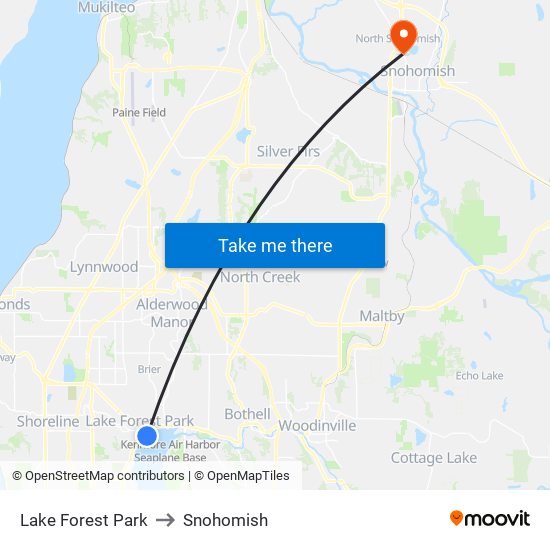 Lake Forest Park to Snohomish map