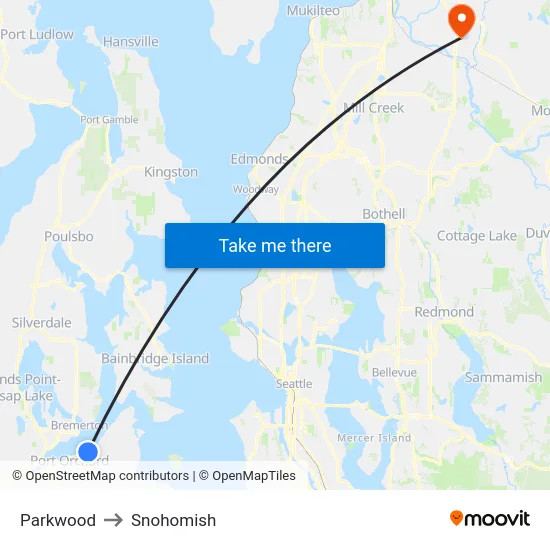 Parkwood to Snohomish map