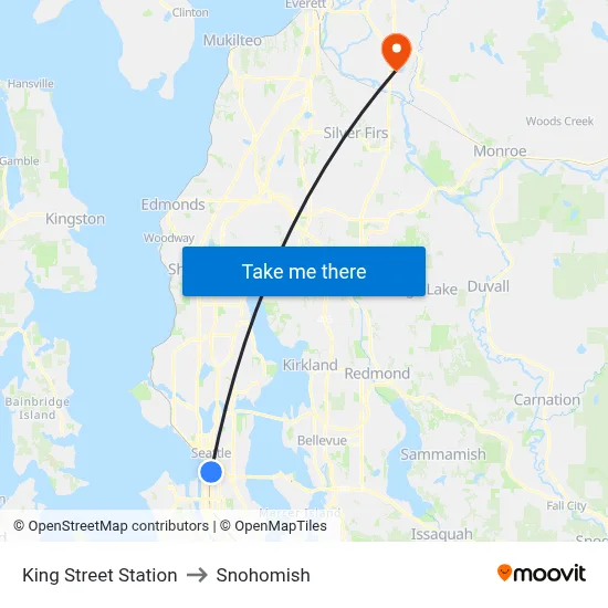 King Street Station to Snohomish map