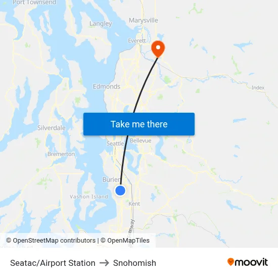 Seatac/Airport Station to Snohomish map