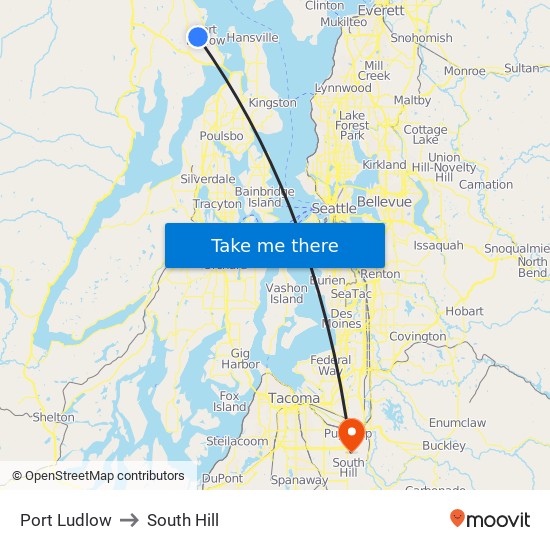 Port Ludlow to South Hill map