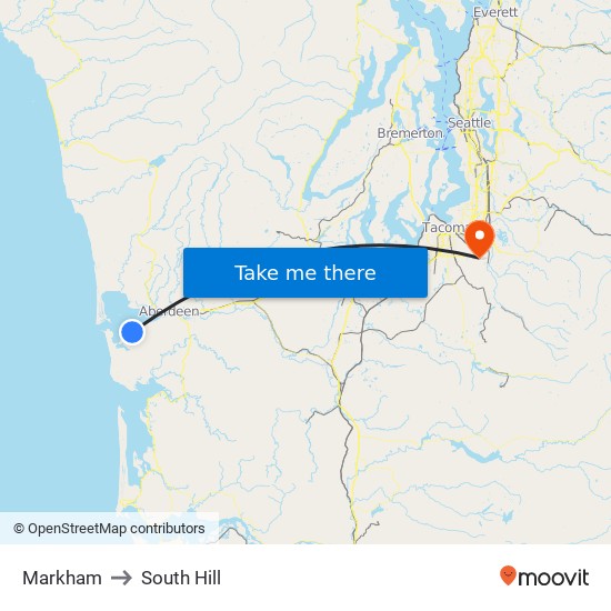 Markham to South Hill map