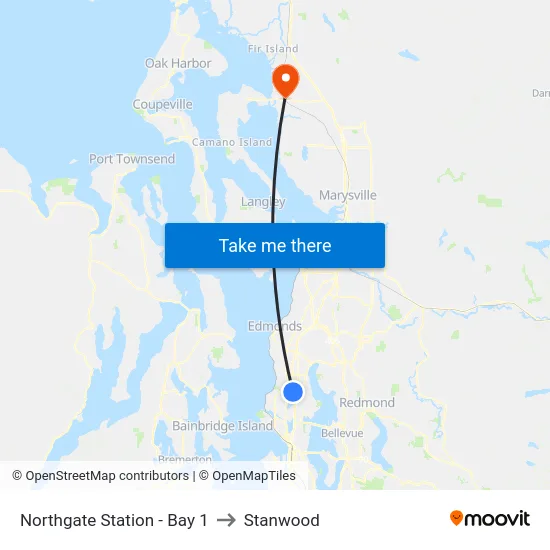 Northgate Station - Bay 1 to Stanwood map