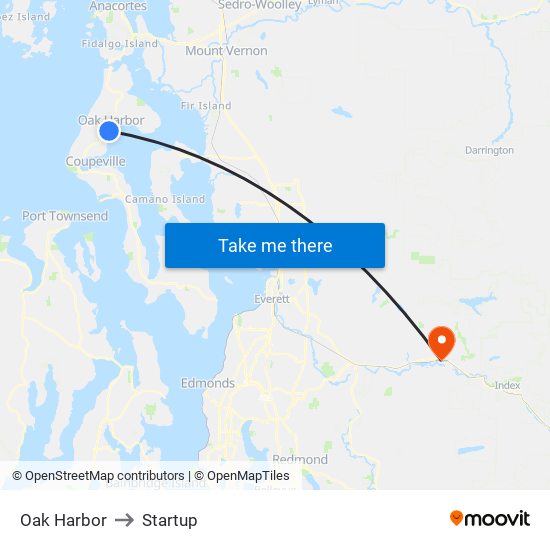 Oak Harbor to Startup map