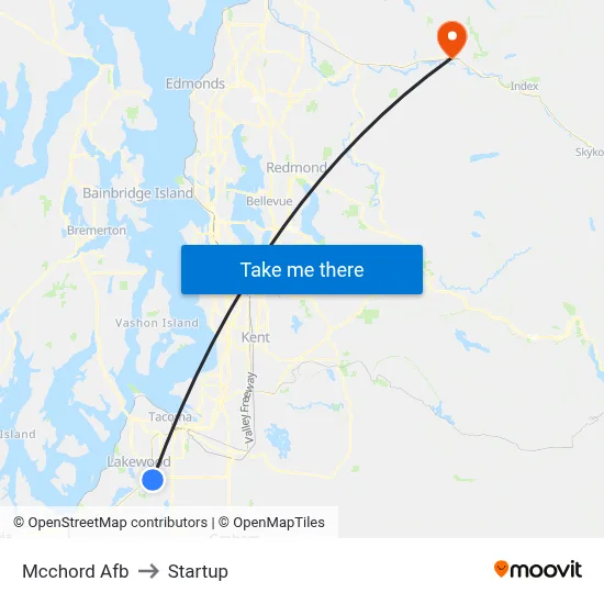 Mcchord Afb to Startup map