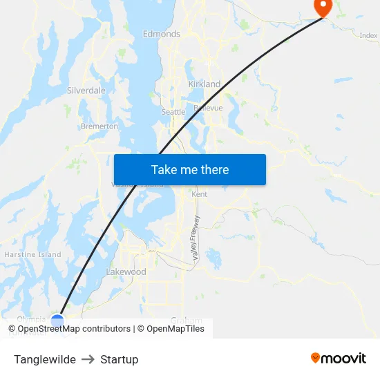 Tanglewilde to Startup map