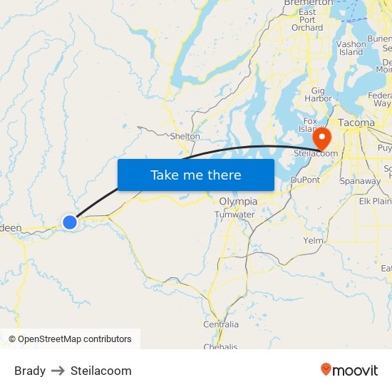Brady to Steilacoom map