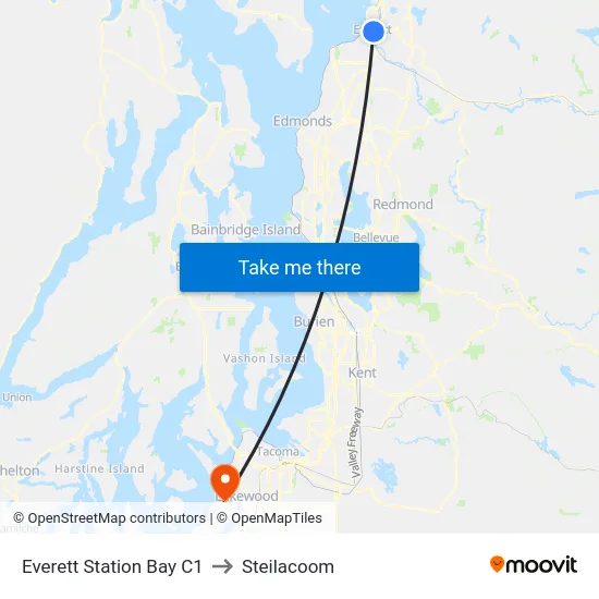 Everett Station Bay C1 to Steilacoom map