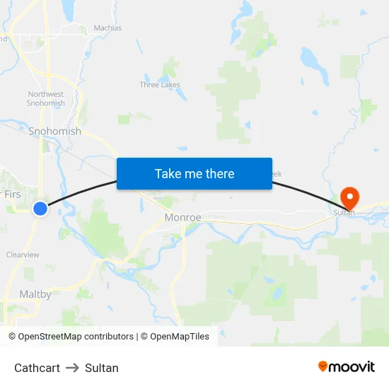 Cathcart to Sultan map