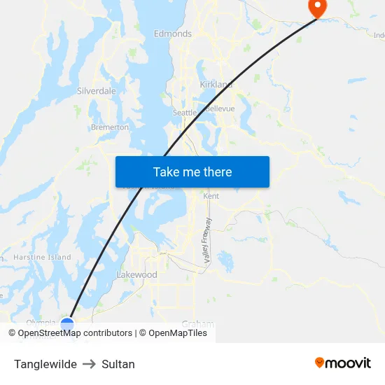Tanglewilde to Sultan map