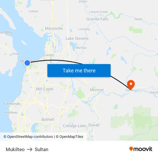 Mukilteo to Sultan map