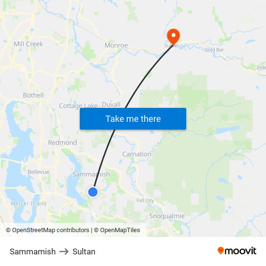 Sammamish to Sultan map