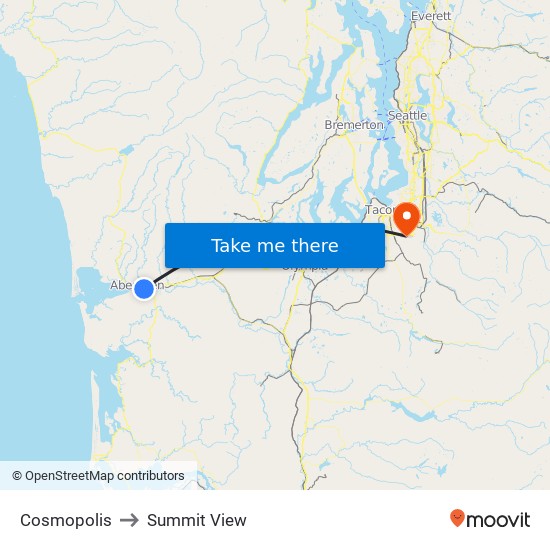 Cosmopolis to Summit View map